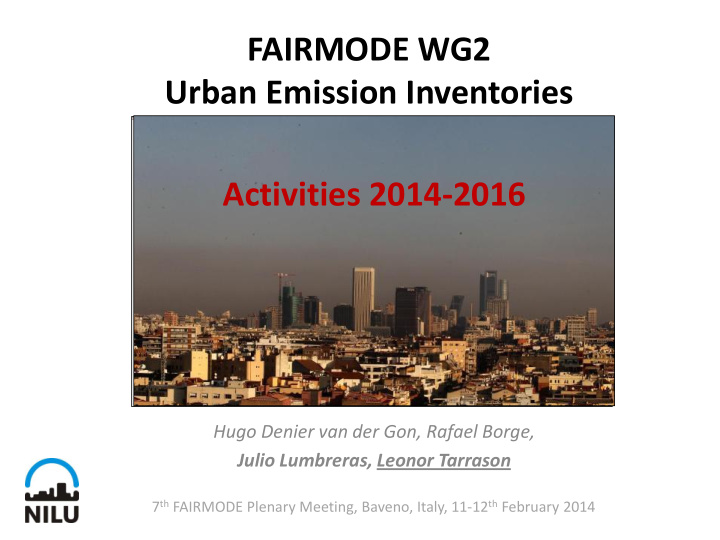 urban emission inventories activities 2014 2016