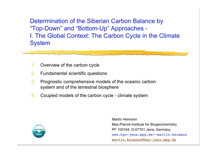 determination of the siberian carbon balance by top down