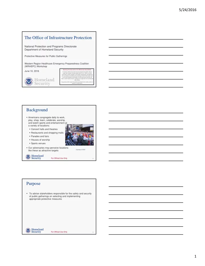 the office of infrastructure protection