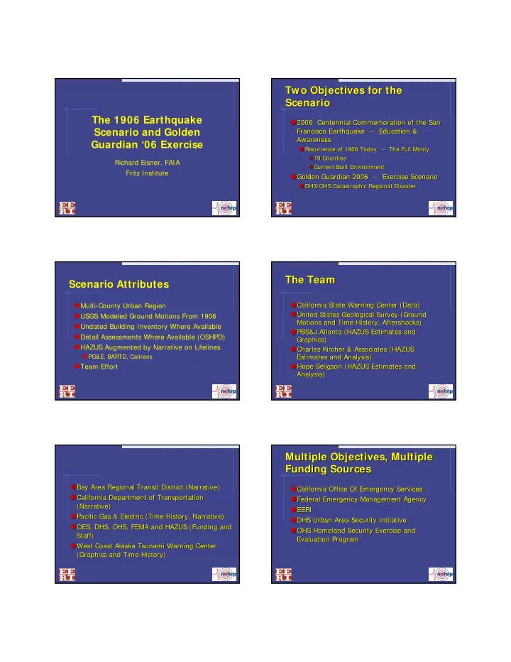 two objectives for the two objectives for the scenario