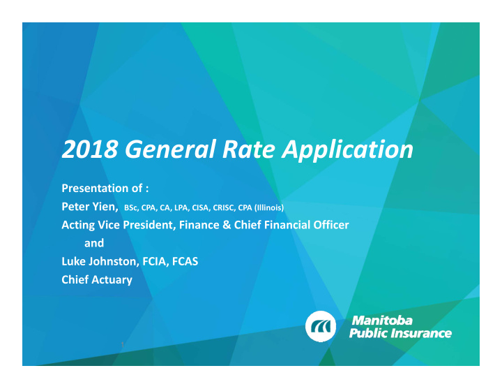 2018 general rate application