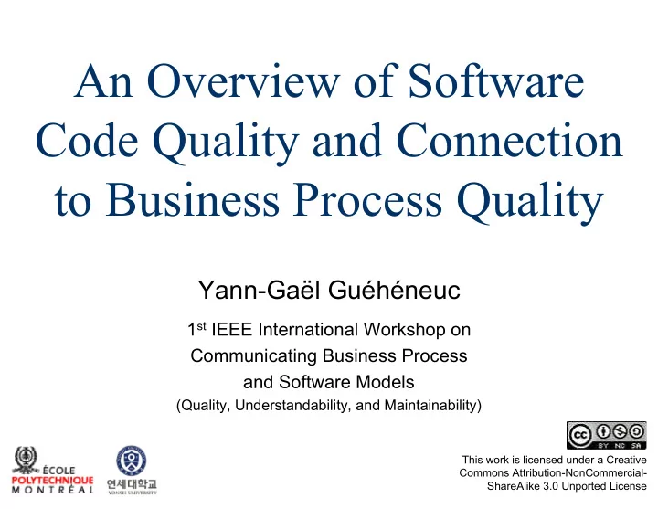 an overview of software code quality and connection to