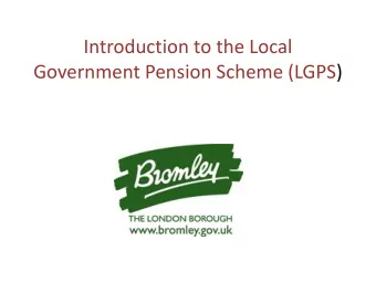 Government Pension Scheme (LGPS)  Scheme Administration    Defined Benefit Scheme    National