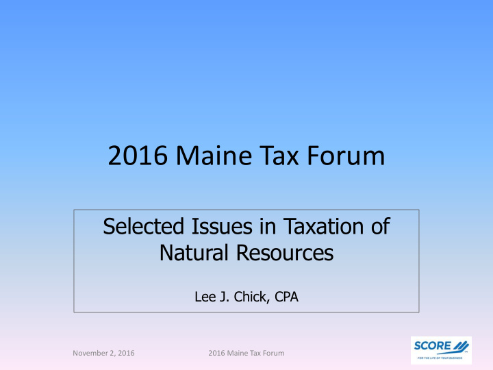 2016 maine tax forum