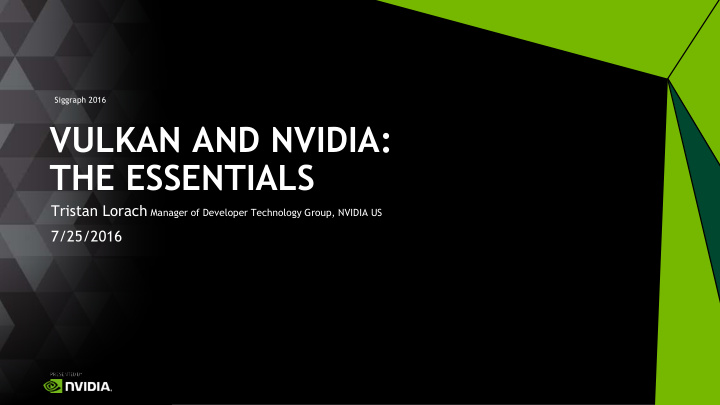 vulkan and nvidia the essentials