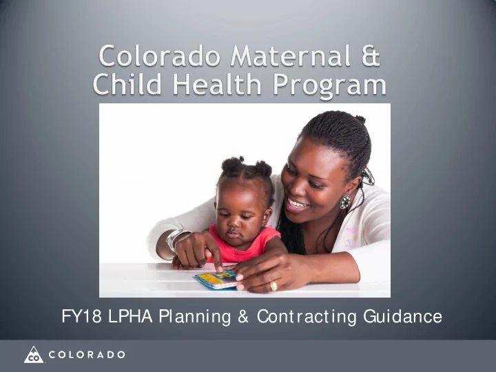 fy18 lpha planning contracting guidance s ession out comes