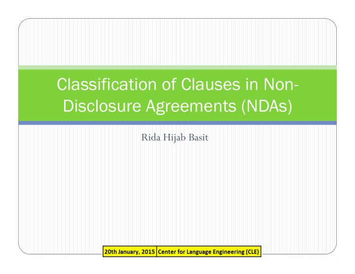 classification of clauses in non disclosure agreements