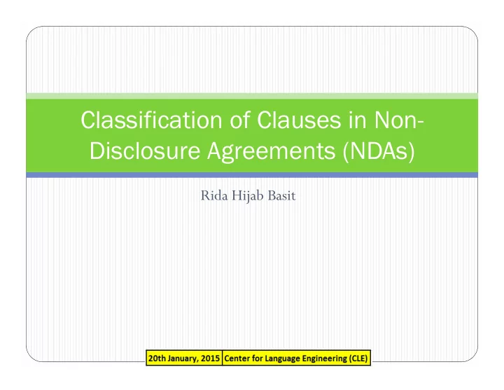 classification of clauses in non disclosure agreements