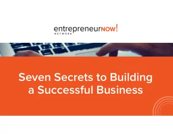 Seven Secrets to Building  a Successful Business  Introductions  The Seven Secrets to Building a