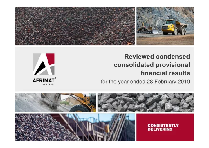 reviewed condensed consolidated provisional financial