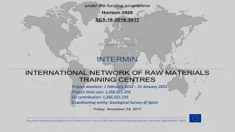 INTERMIN Horizon 2020 SC5-16-2016-2017  Project acronym:  INTERMIN  INTERNATIONAL NETWORK OF RAW