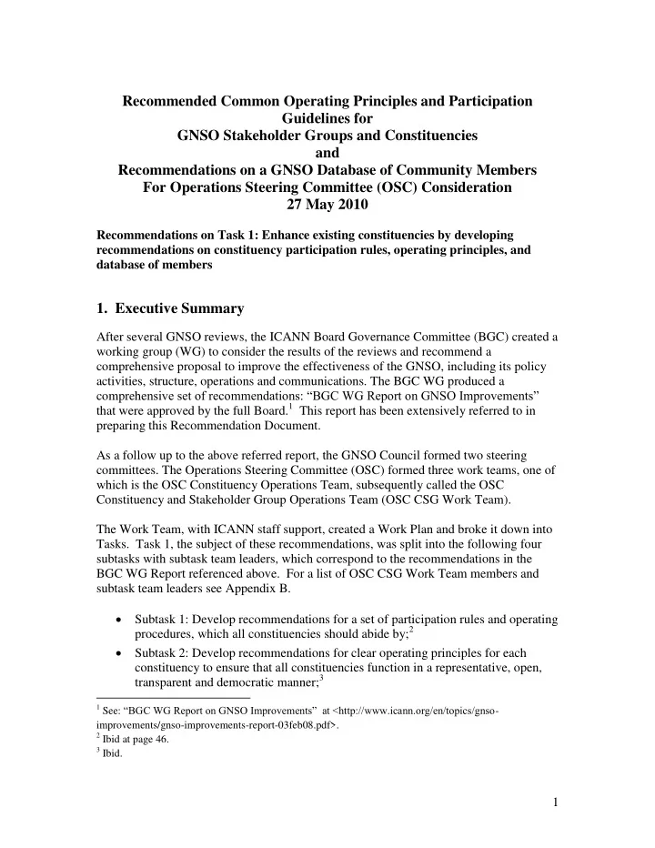 recommendations on a gnso database of community members