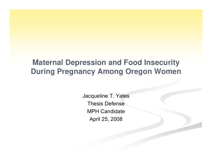 maternal depression and food insecurity during pregnancy
