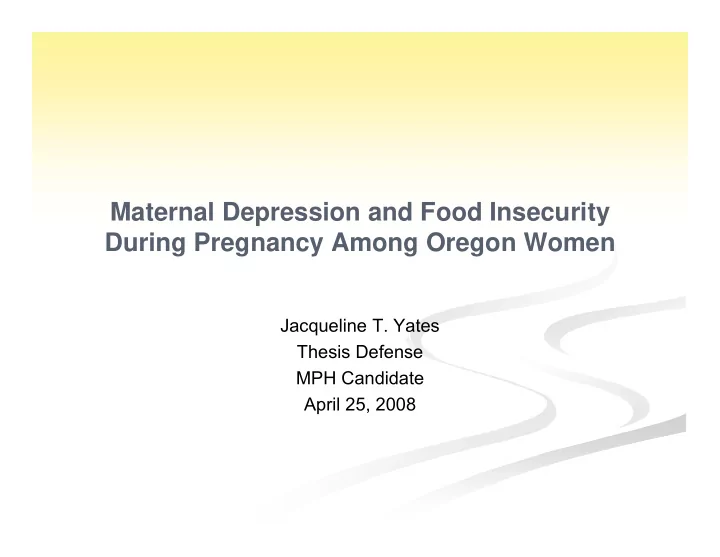 maternal depression and food insecurity during pregnancy