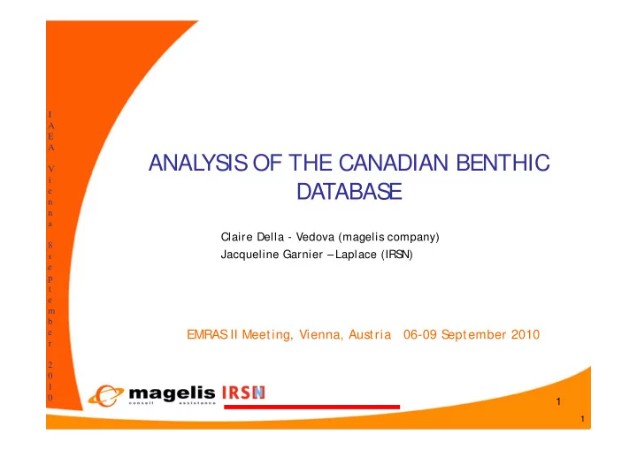 anal ys is of the canadian benthic