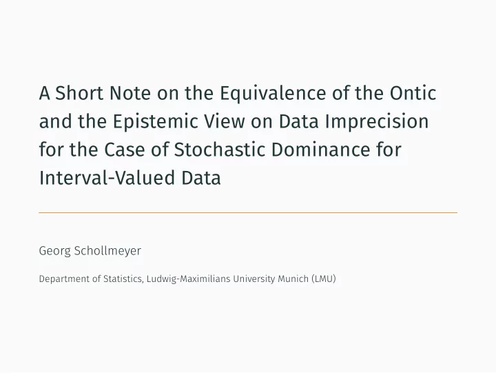 a short note on the equivalence of the ontic and the