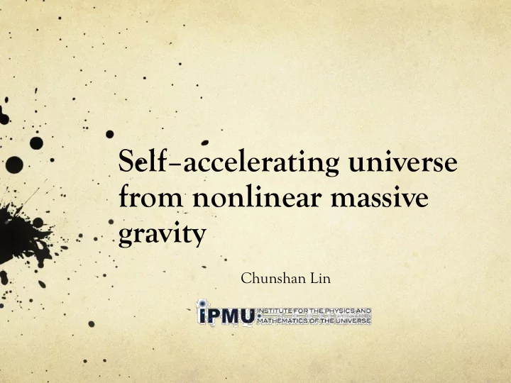 self accelerating universe from nonlinear massive gravity