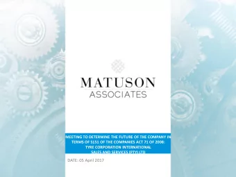 DATE: 05 April 2017  1  DISCLAIMER  The details contained in this presentation are limited in