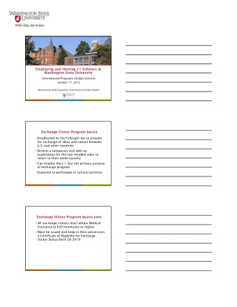 Employing and Hosting J-1 Scholars at  Washington State University  International Programs-Global