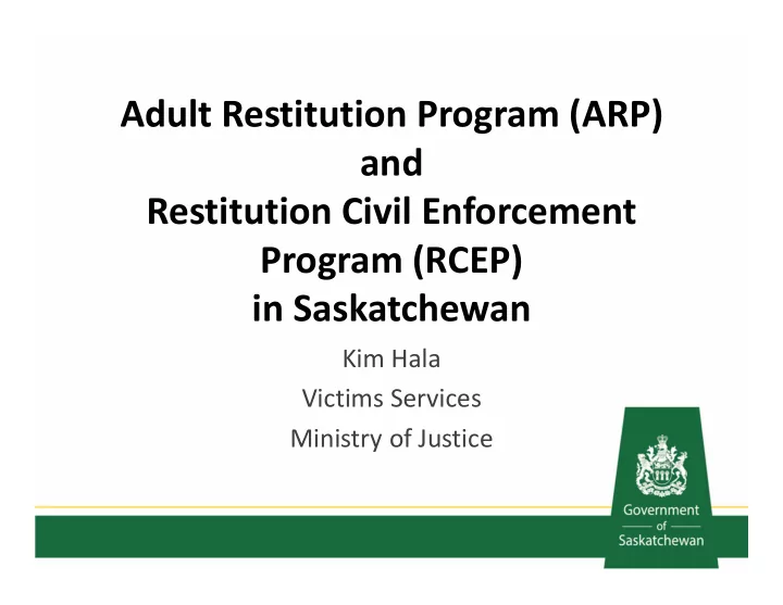 adult restitution program arp and restitution civil
