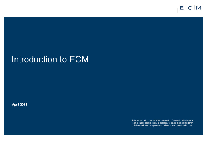 introduction to ecm