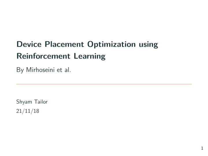 device placement optimization using reinforcement learning