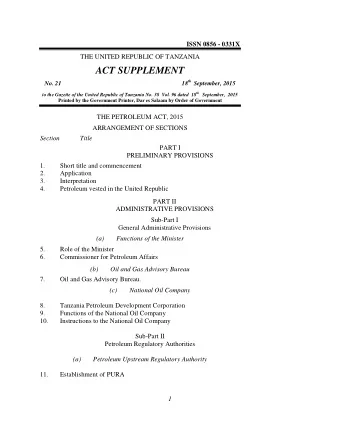 ACT SUPPLEMENT No. 21