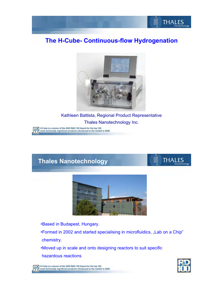 the h cube continuous flow hydrogenation