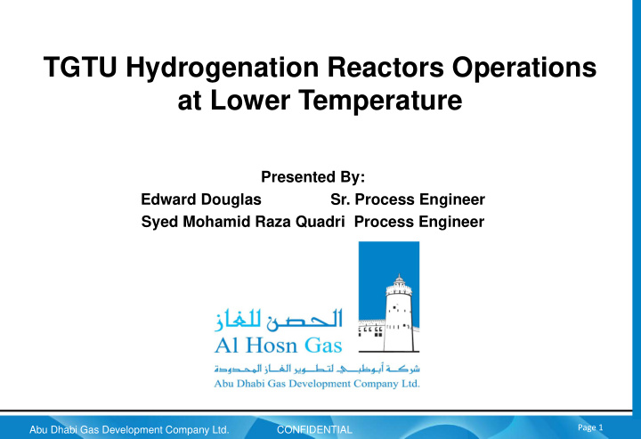 tgtu hydrogenation reactors operations at lower