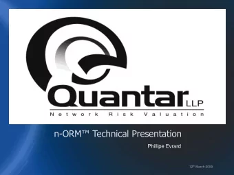 n-ORM  Technical Presentation  Phillipe Evrard 12 th March 2009  info@ip-tap.com  Risk
