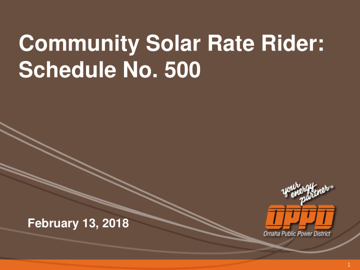 community solar rate rider schedule no 500