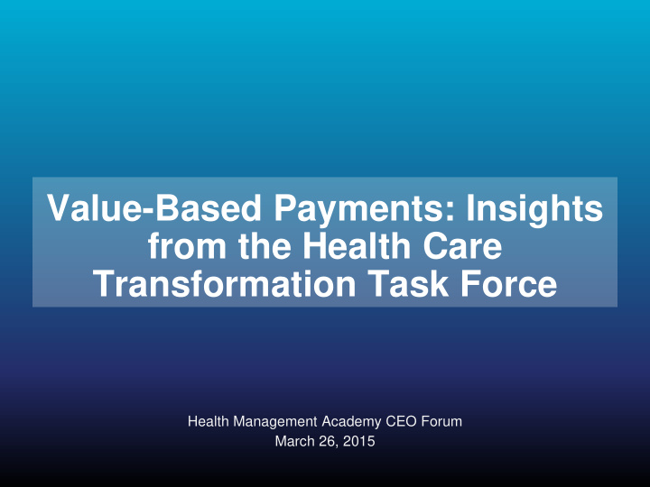 value based payments insights