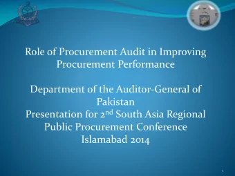 Role of Procurement Audit in Improving  Procurement Performance  Department of the Auditor-General