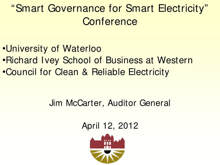 smart governance for smart electricity conference
