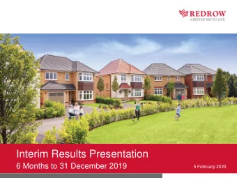 Interim Results Presentation  6 Months to 31 December 2019  5 February 2020  Agenda C hairman s