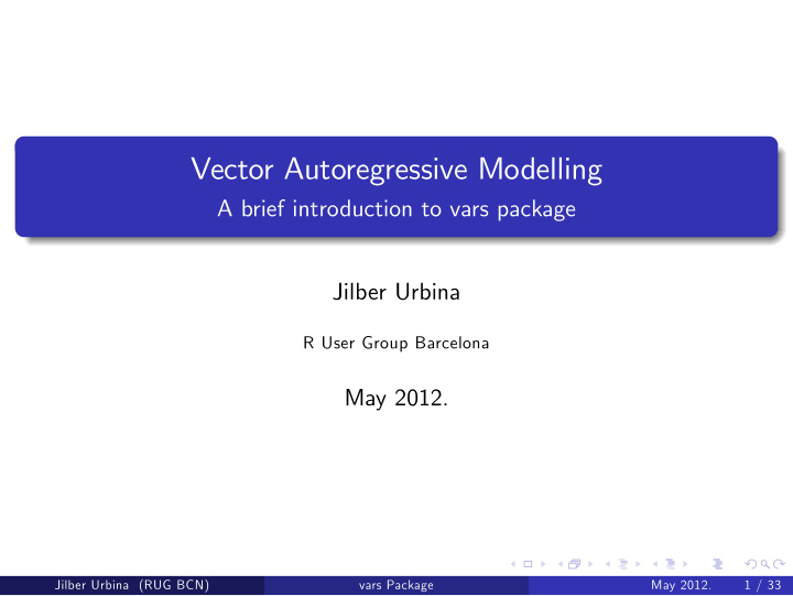 vector autoregressive modelling
