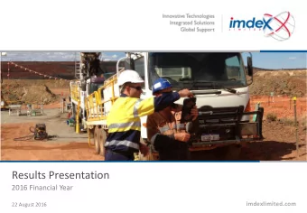 Results Presentation  2016 Financial Year  imdexlimited.com  22 August 2016 Established Global