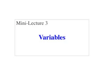 Variables  Expressions vs Statements  Expression  Statement  Represents something  Does