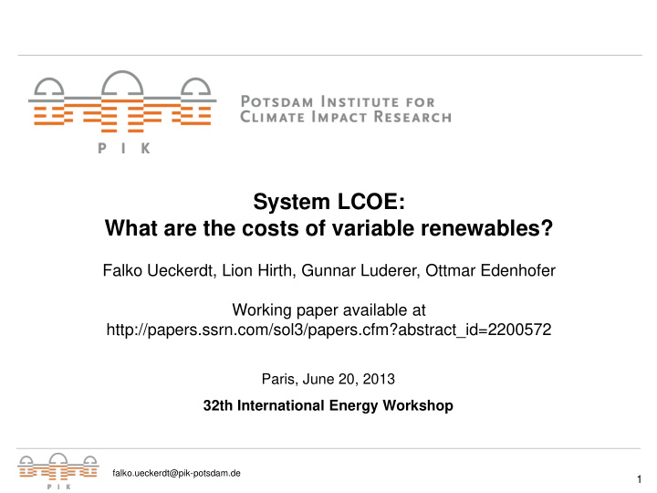 system lcoe what are the costs of variable renewables