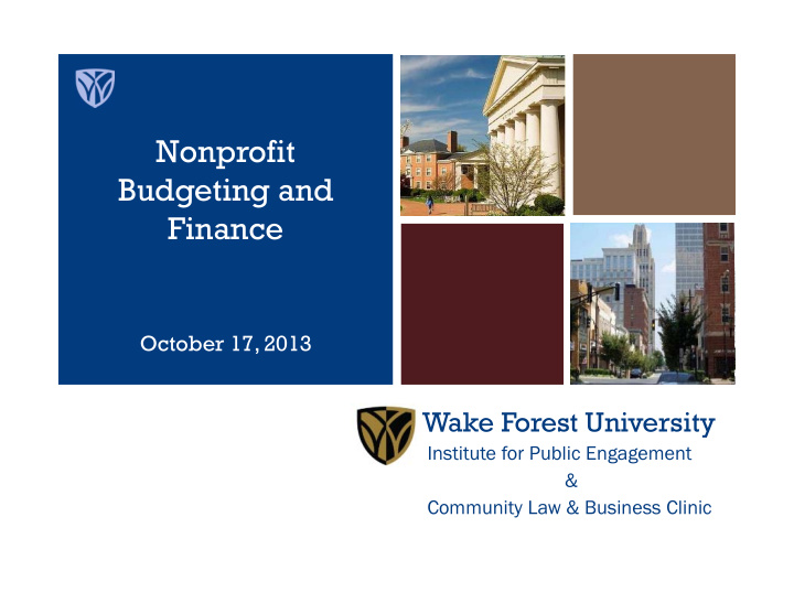 nonprofit budgeting and finance