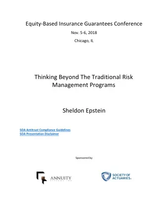 Thinking Beyond The Traditional Risk Management Programs Sheldon Epstein  SOA Antitrust Compliance