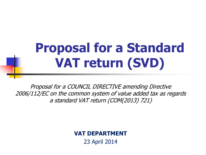 proposal for a standard vat return svd