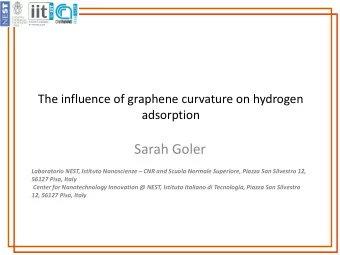 Sarah Goler Laboratorio NEST, Istituto Nanoscienze  CNR and Scuola Normale Superiore, Piazza San