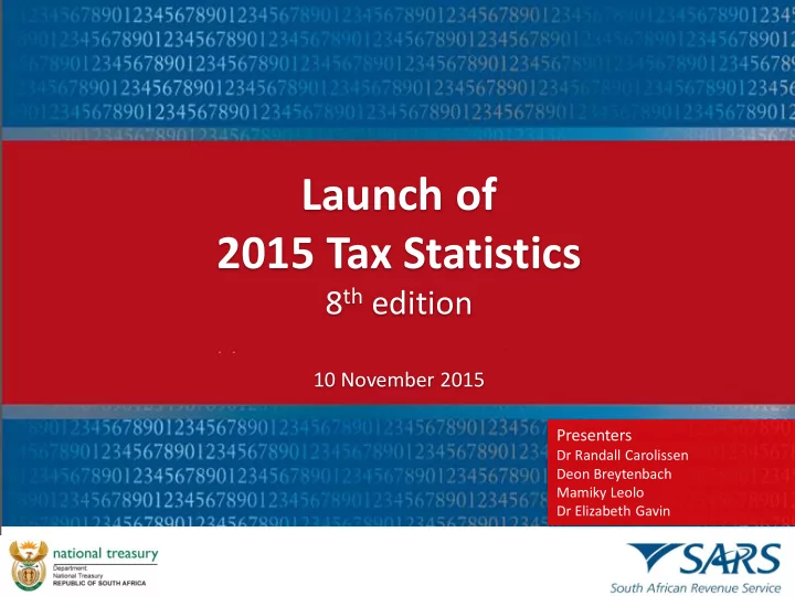 launch of 2015 tax statistics