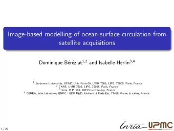 Image-based modelling of ocean surface circulation from  satellite acquisitions eziat 1 , 2 and