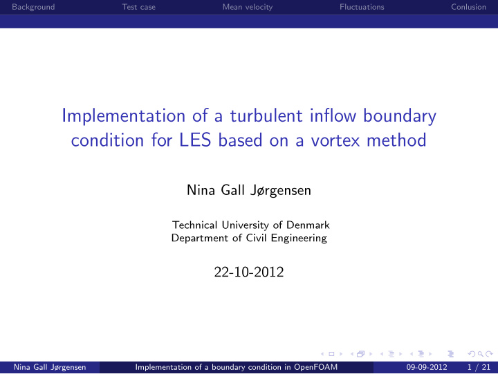 implementation of a turbulent inflow boundary condition