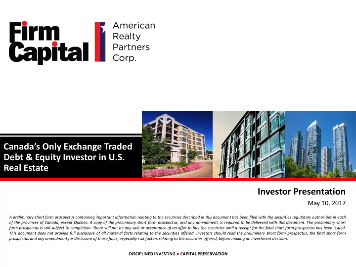 canada s only exchange traded debt equity investor in u s