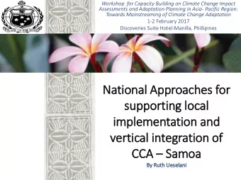 Nati  tion  onal A  Approa  oach  ches  es f  for  supporting l  local  al  implem  emen  entation