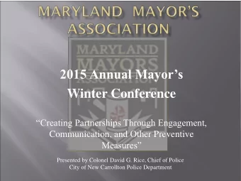 2015 Annual Mayors  Winter Conference  Creating Partnerships Through Engagement,