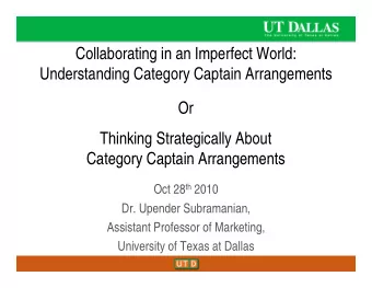 Collaborating in an Imperfect World:  Collaborating in an Imperfect World:  Understanding Category